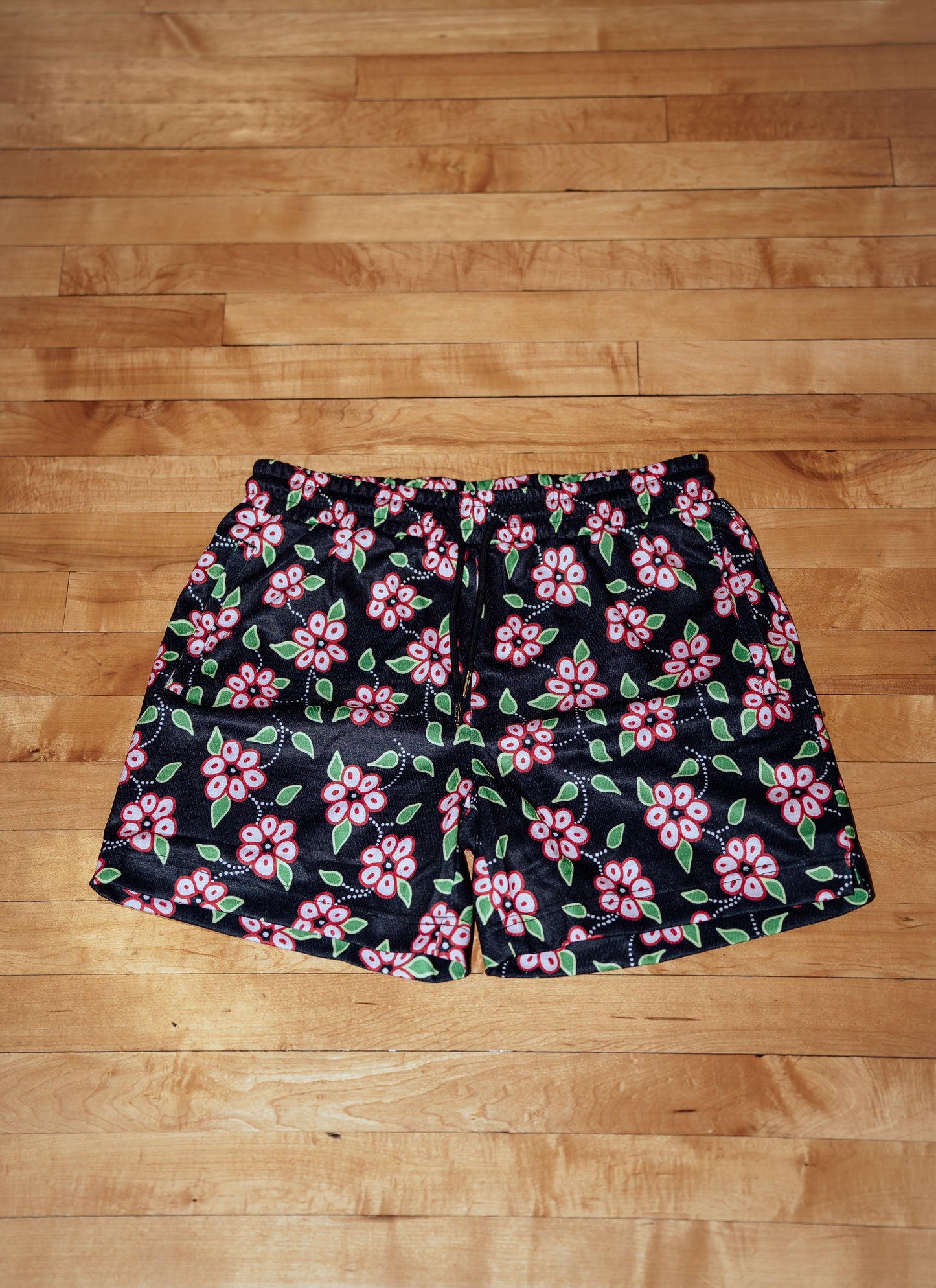 Ojibwe Flower Mesh Basketball Shorts — Pink