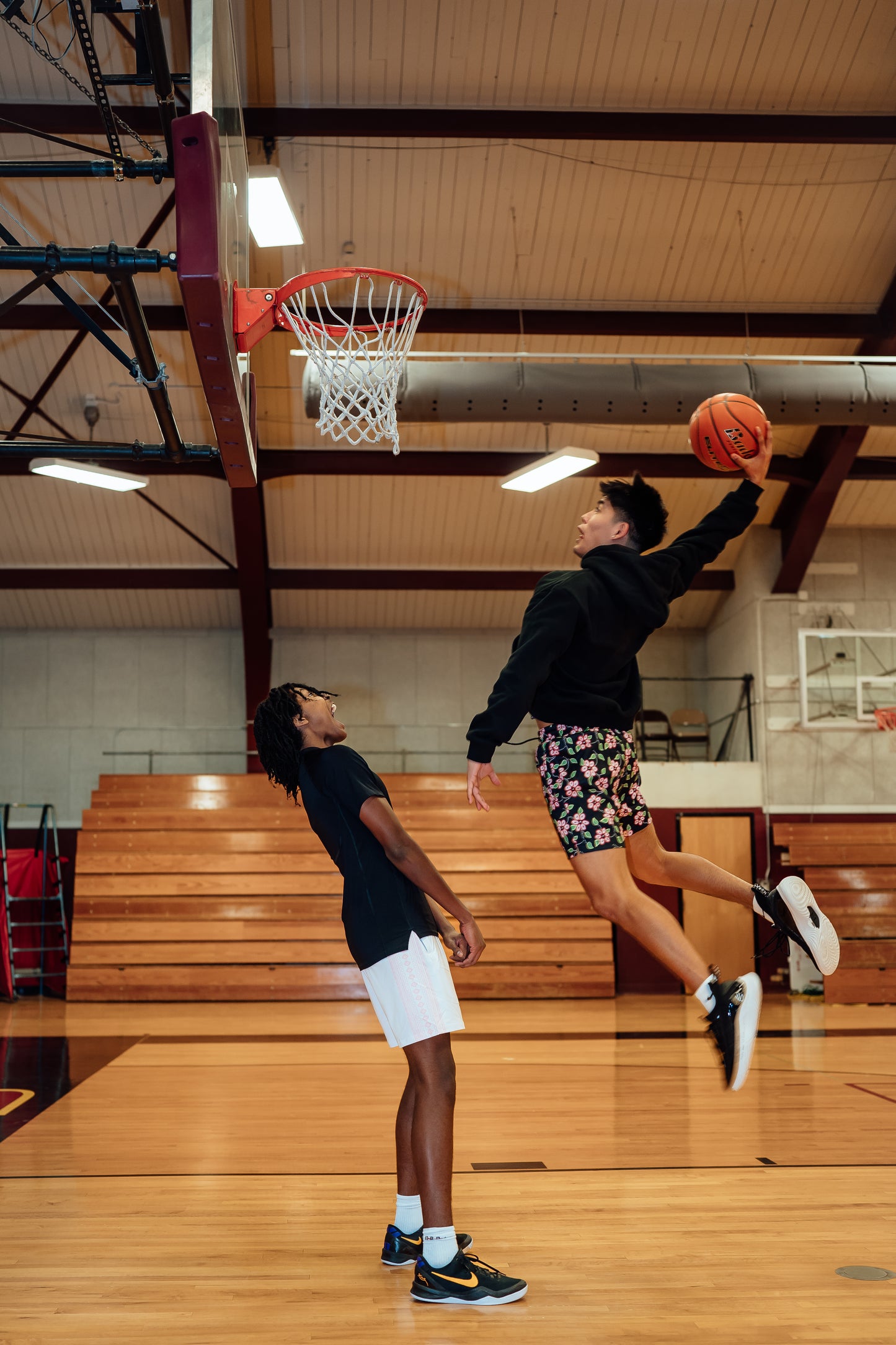 Ojibwe Flower Mesh Basketball Shorts — Pink