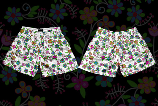 Ojibwe Flower Mesh Basketball Shorts — Multi-Color