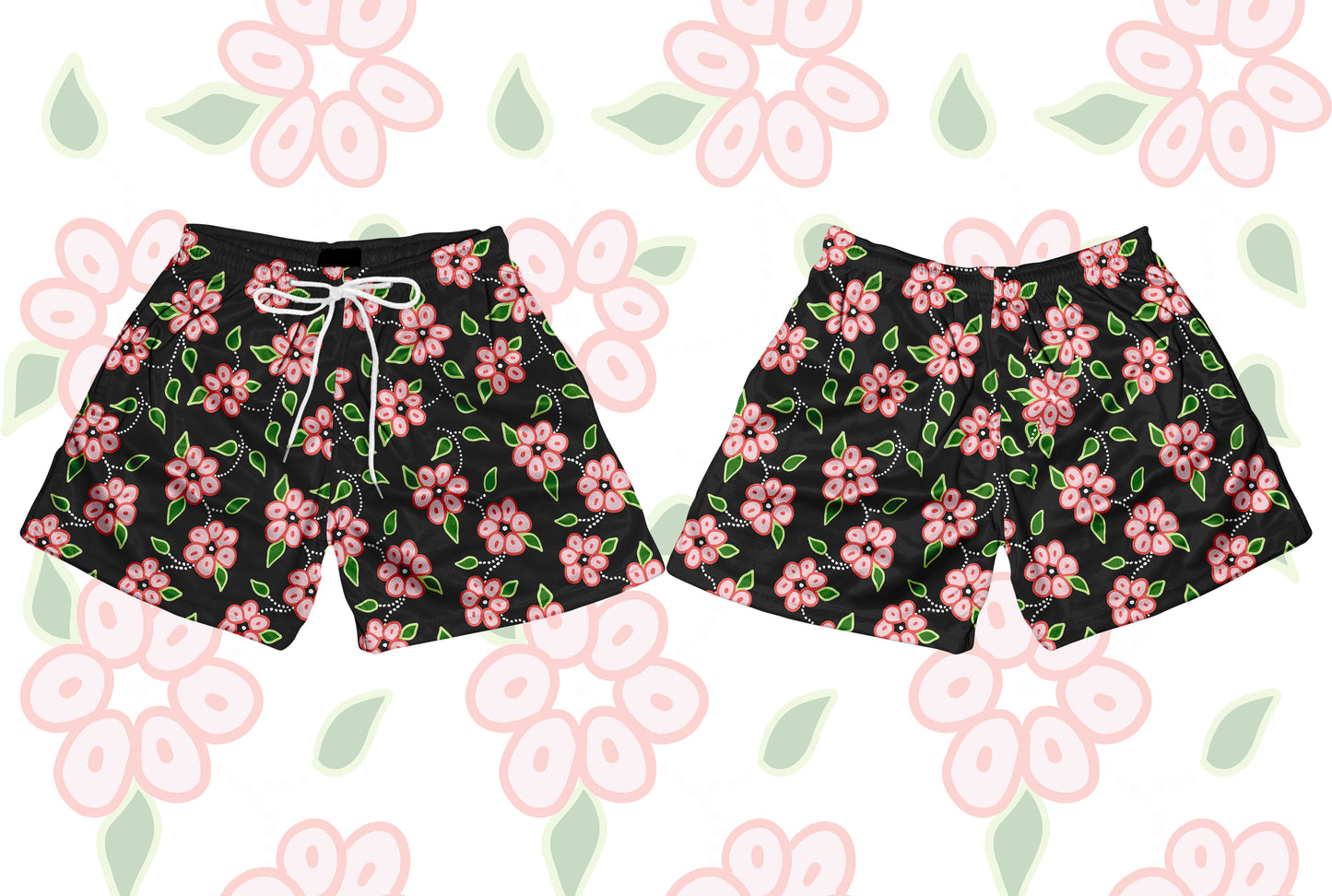 Ojibwe Flower Mesh Basketball Shorts — Pink